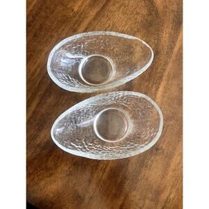 Vintage 1970 Dartington Glass Avocado Dishes by Frank Thrower – Set of 2, Retro